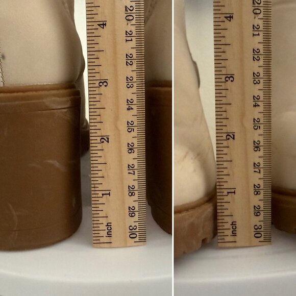 JustFab Maeve Water-Resistant Beige Ankle Boots Size 8.5 Chunky Heel Elastic - Picture 9 of 12